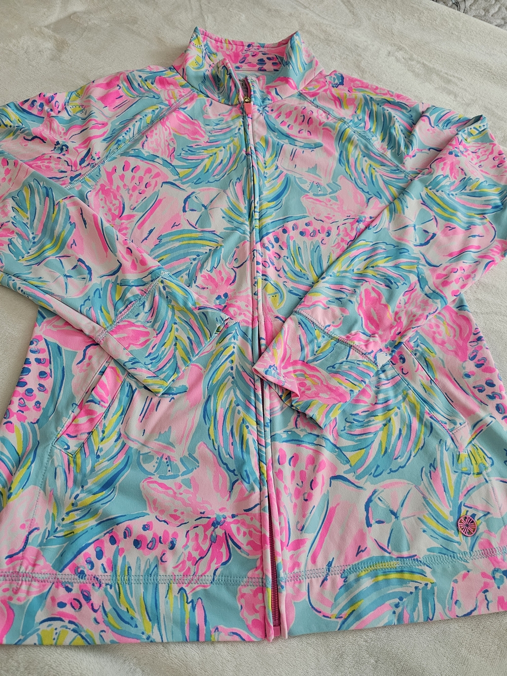 Lilly Pulitzer Pastel Zip Jacket — Pink & Aqua